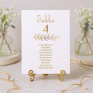 Elegant Gold effect Table Number 4 Seating Chart