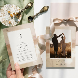 Elegant Gold Elopement Wedding Reception Invitation