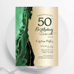 Elegant Gold Emerald Green Agate 50th Birthday Invitation<br><div class="desc">Emerald green and gold agate 50th birthday party invitation. Elegant modern design featuring watercolor agate marble geode background,  faux glitter gold and typography script font. Trendy invite card perfect for a stylish women's bday celebration. Printed Zazzle invitations or instant download digital printable template.</div>