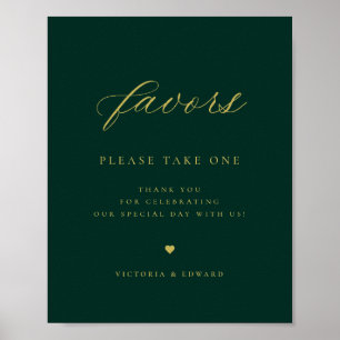 Elegant Gold Emerald Green Wedding Favour Poster