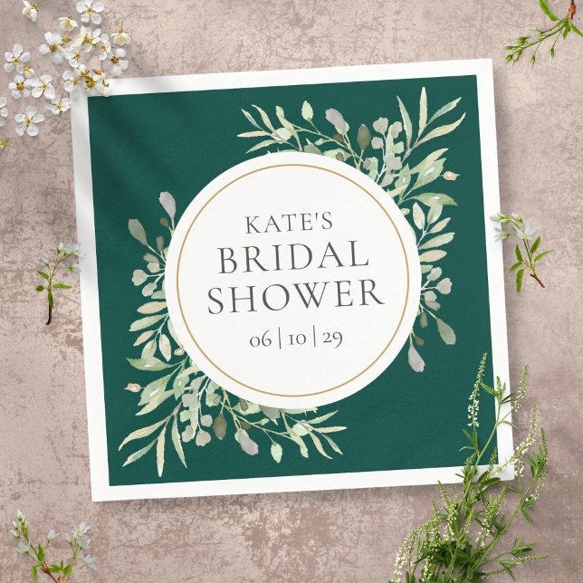 Elegant Gold Emerald Greenery Bridal Shower Napkin (Creator Uploaded)