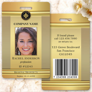Elegant Gold Employee Photo ID ID Badge