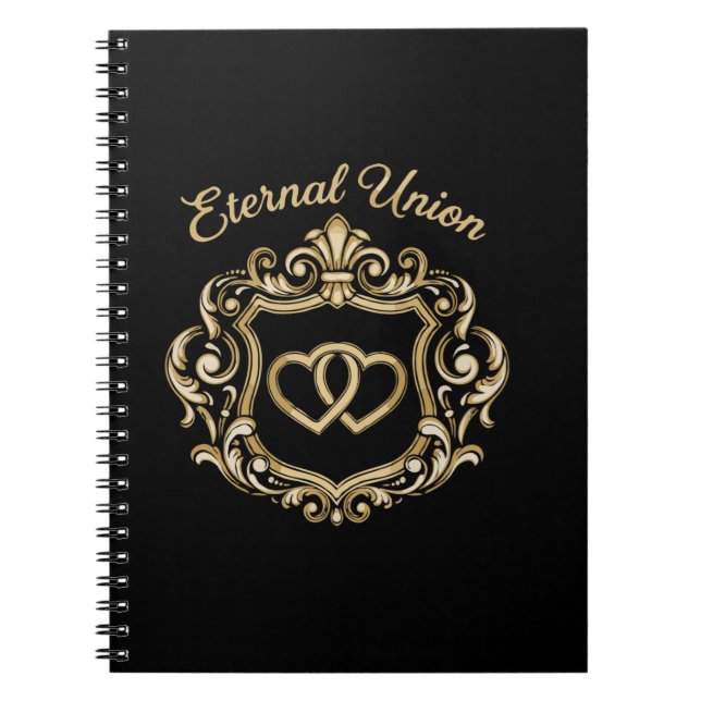 Elegant Gold Eternal Union Wedding Crest | Ornate  Notebook (Front)