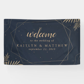 Elegant Gold Eucalyptus Geometric Wedding Party Banner