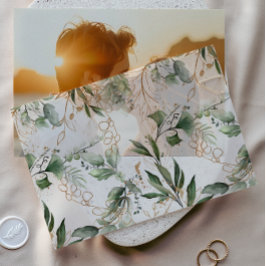 Elegant Gold Eucalyptus Greenery Sage Overlay Vellum Invitations