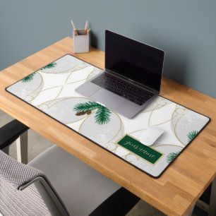 Elegant Gold Eucalyptus Holiday Desk Mat 