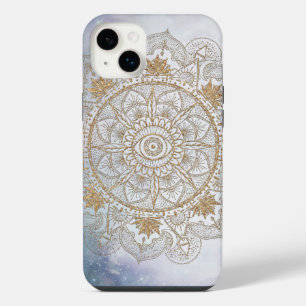 Elegant Gold Eye Sun Moon Mandala Design iPhone 14 Plus Case