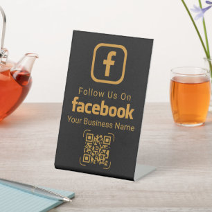 Elegant Gold Facebook QR Code Business Sign