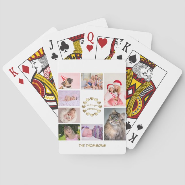 Elegant Gold Family Photo Collage Mother's Day Playing Cards (Back)