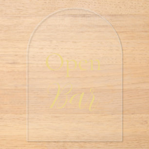 Elegant Gold Faux Foil Arch Acrylic Open Bar Sign  Acrylic Invitations