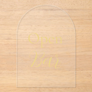 Elegant Gold Faux Foil Arch Acrylic Open Bar Sign Invitations
