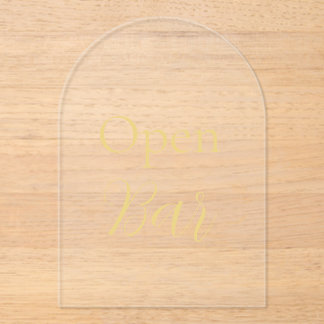 Elegant Gold Faux Foil Arch Acrylic Open Bar Sign  Invitations