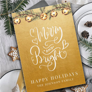 Elegant Gold Faux Foil Merry & Bright Christmas