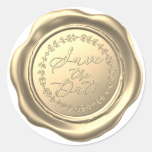 Elegant Gold Faux Wax Seal "Save the Date" Wedding