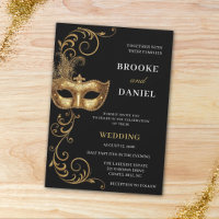 Elegant Gold Feathered Masquerade Wedding