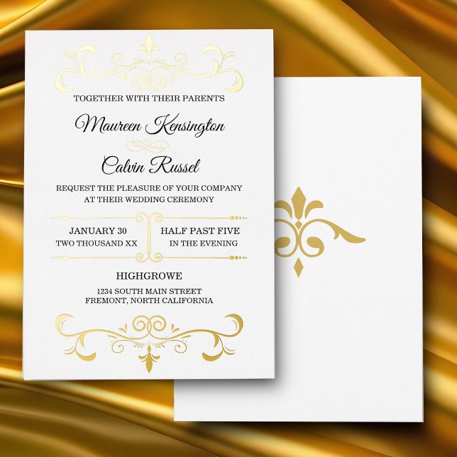 Elegant Gold Filigree on White, Wedding (Creator Uploaded)