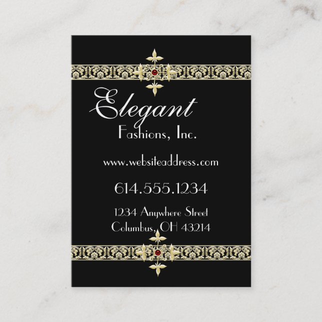 Elegant Gold Filigree Trim Business Cards (Front)