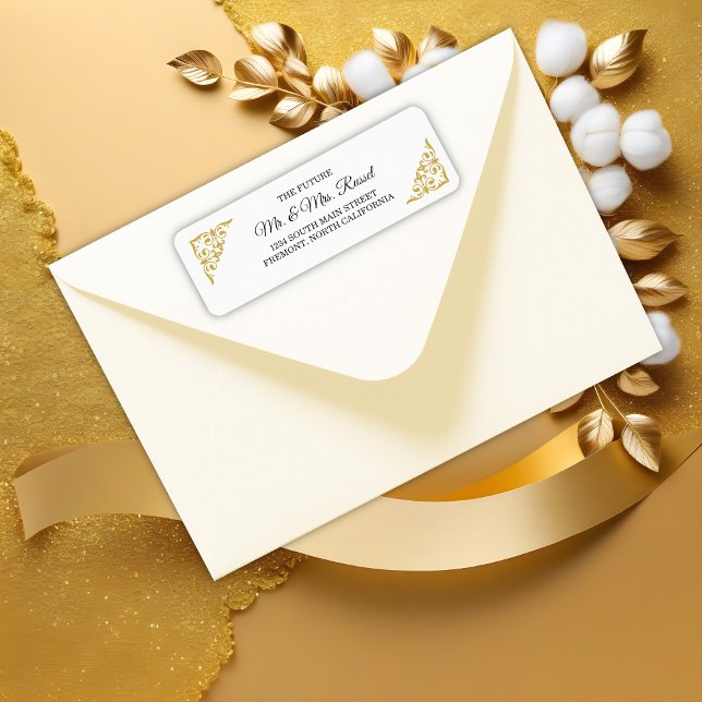 Elegant Gold Filigree , Wedding Return Address (Creator Uploaded)