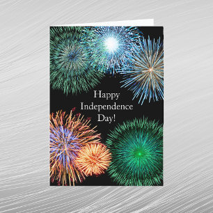 Elegant Gold Fireworks Graphic Independence Day Holiday Card