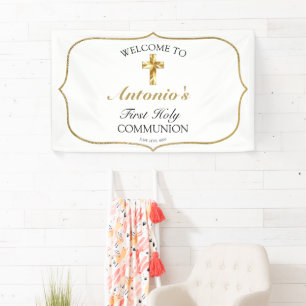 Elegant Gold First Holy Communion Welcome  Banner