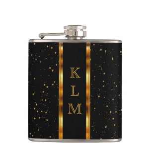 Elegant Gold Flakes with DIY Monogram Hip Flask