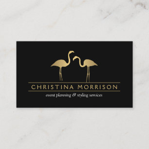 Elegant Gold Flamingos Event Planner Business Card
