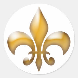 Elegant Gold Fleur de Lis Classic Round Sticker