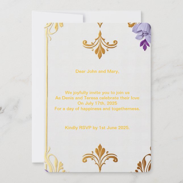 Elegant Gold Fleur-de-Lis Invitation (Front)