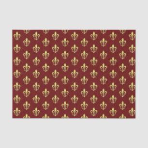 Elegant Gold Fleurs de lys Dark Red Tissue Paper