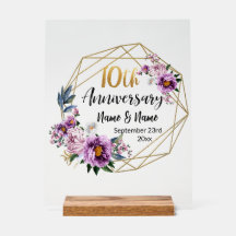 Elegant Gold Floral 10 Year Anniversary 