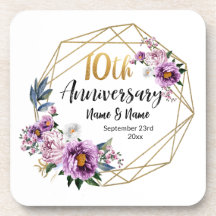 Elegant Gold Floral 10 Year Anniversary