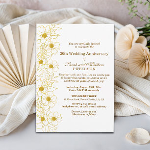 Elegant Gold Floral 30th Wedding Anniversary Invitation