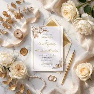 Elegant Gold Floral 50th Wedding Anniversary  Invitation