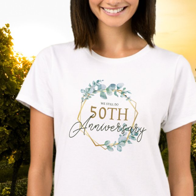 Elegant Gold Floral 50th Wedding Anniversary T-Shirt (Creator Uploaded)