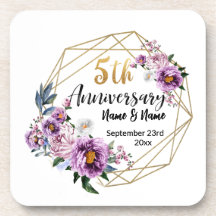 Elegant Gold Floral 5 Year Anniversary 