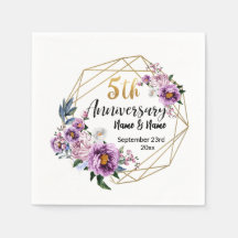 Elegant Gold Floral 5 Year Anniversary 
