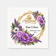 Elegant Gold Floral 5 Year Anniversary