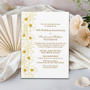 Elegant Gold Floral 70th Wedding Anniversary Invitation