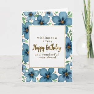 Elegant Gold Floral Birthday Card
