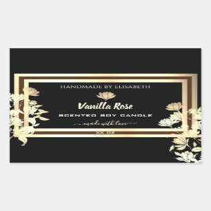 Elegant Gold Floral Black Product Packaging Labels