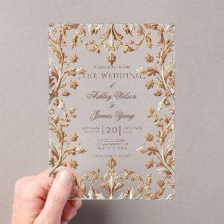Elegant Gold Floral Botanical Wedding Invitation