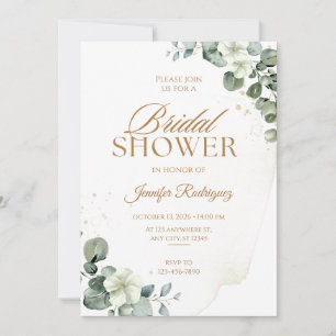 Elegant Gold Floral Bridal Shower Invitation