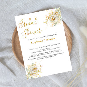 Elegant Gold Floral Bridal Shower Invitation
