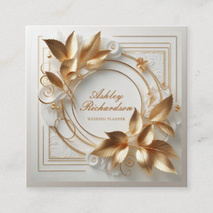Elegant Gold Floral Business Card