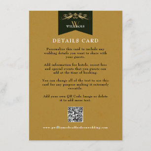 Elegant Gold Floral Chapter Wedding Card Insert