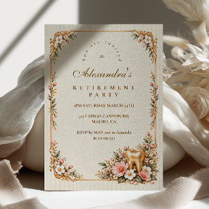 Elegant Gold Floral Dental Retirement Invitation