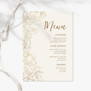 Elegant Gold Floral Dinner Menu