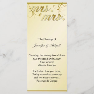 Elegant Gold Floral Gay Wedding Program Programme