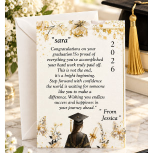 Elegant Gold Floral Graduation Congratulations Car Invitation