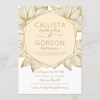 Elegant Gold Floral Hexagon Terrarium Wedding